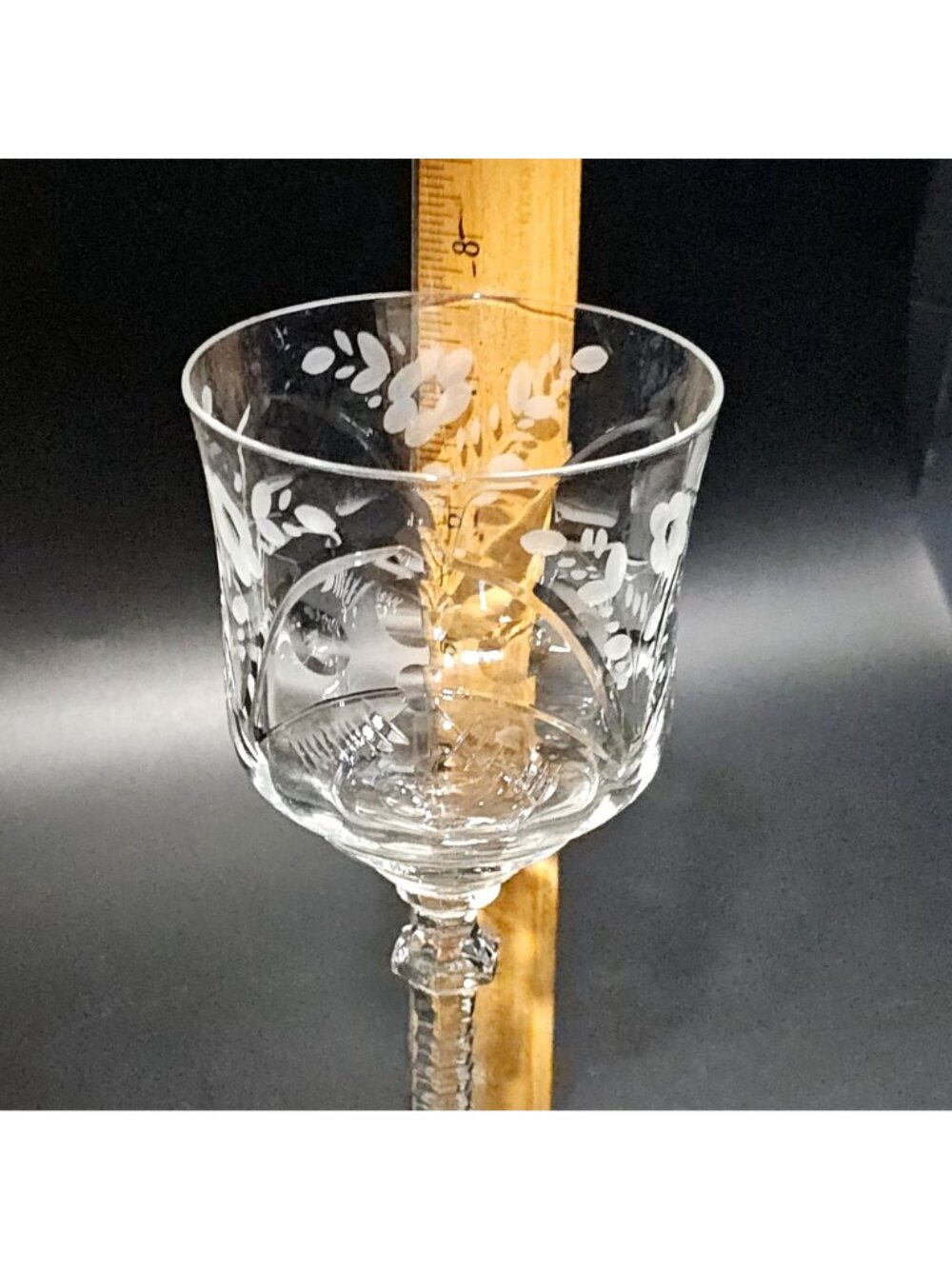 Rock Sharpe Del Mar 7.75" Floral Cut Crystal Water Goblet Elegant Stemware - Picture 4 of 6